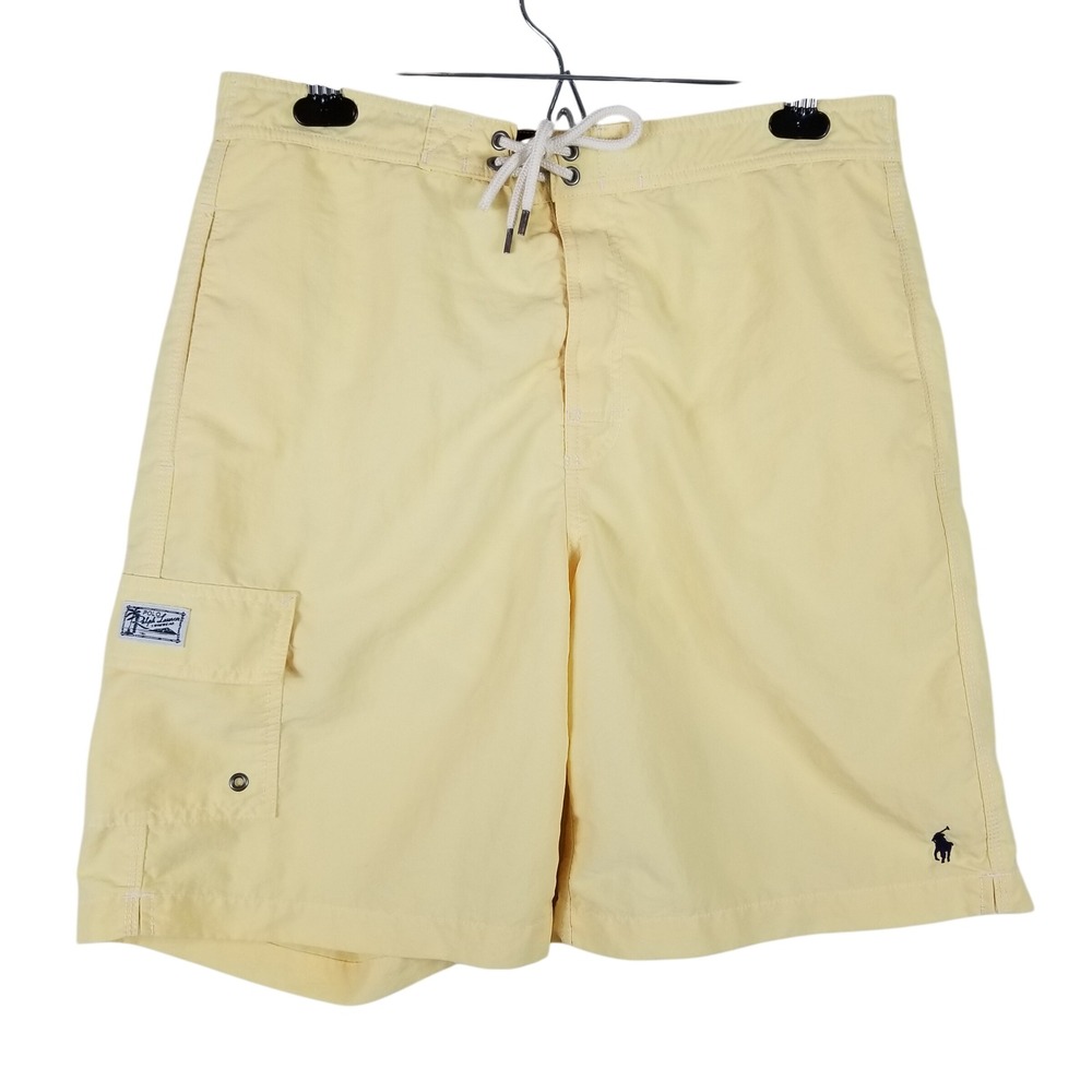 Polo Ralph Lauren Mens Yellow Swim Trunks Board Shorts Mesh Lined Size M